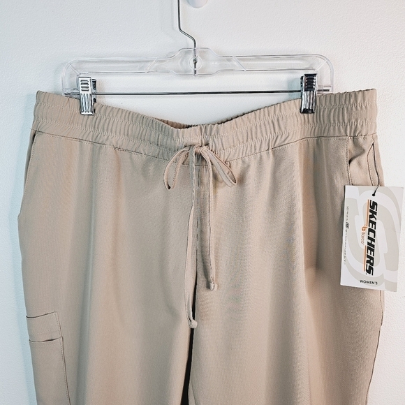 Skechers by Barco Tan Mid-Rise Theory Cargo Jogger Scrub Pants XL Petite - Picture 9 of 9